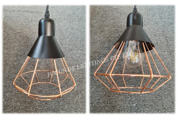 NORDIC ROSEGOLD + BLACK PENDANT LAMP 3322 E27