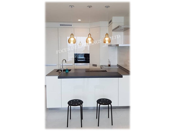 PENDANT LAMP 7307 -AMBER GLASS (SINGLE OR SET OF 3)