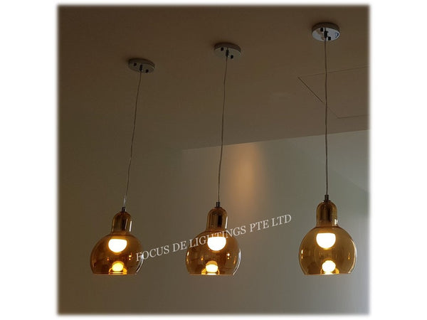 PENDANT LAMP 7307 -AMBER GLASS (SINGLE OR SET OF 3)