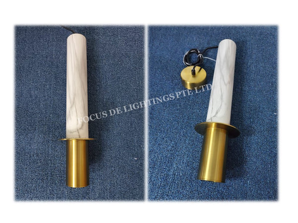 LONG TUBE PENDANT LAMP 1055 -BLACK/WHITE/MARBLE-ALIKE