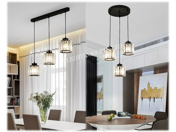 CLASSIC CRYSTAL BLACK CHANDELIER 1007 (STRAIGHT BAR OR ROUND BASE)