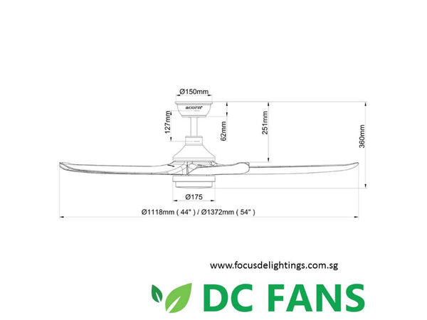 ACORN VELOCE DC 160  44" / 54'' Ceiling Fan ( WITH LED RGB LIGHTKIT )