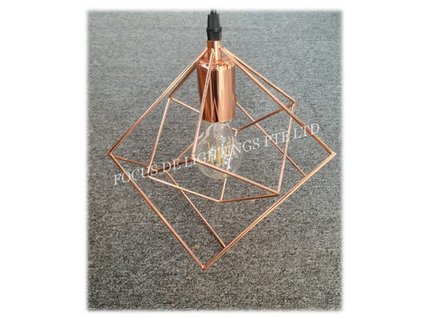 GEOMETRIC ROSEGOLD PENDANT LAMP 3318 E27