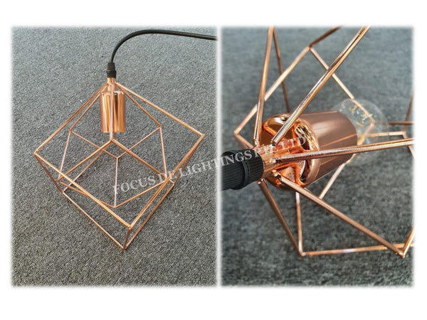 GEOMETRIC ROSEGOLD PENDANT LAMP 3318 E27