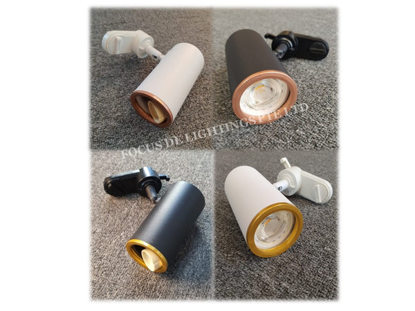 TRACKLIGHT (GU10) TL 902 Cylinder (BLACK/WHITE) W/ROSEGOLD OR GOLD RIM