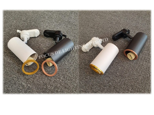 TRACKLIGHT (GU10) TL 902 Cylinder (BLACK/WHITE) W/ROSEGOLD OR GOLD RIM