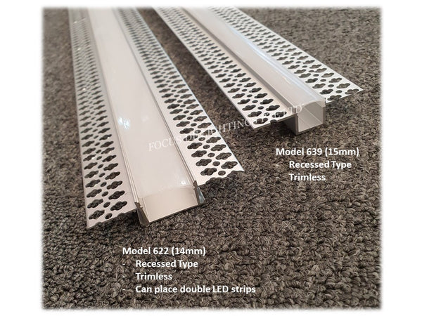 (TRIMLESS - for partition) RECESSED TYPE- ALUMINIUM PROFILE FOR LED STRIP FIXTURE (DEPTH 14MM)