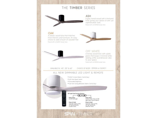 SPIN TIMBER X OAK DC FAN 36"/43"/52"/60"+ SMART WIFI